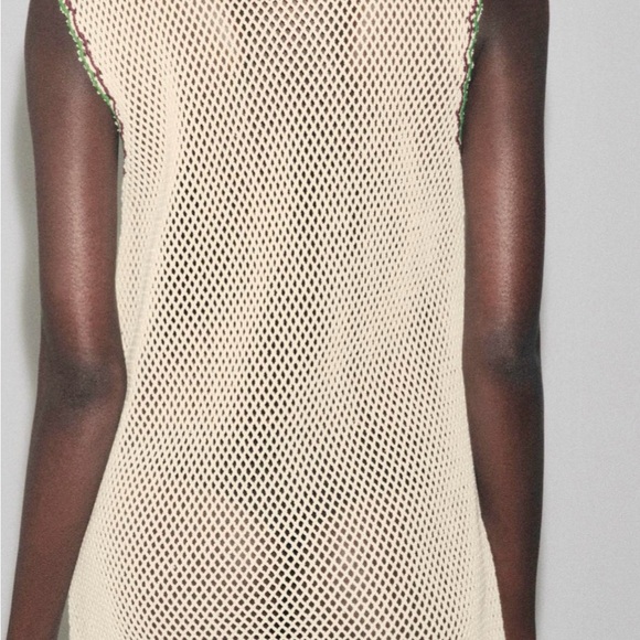 Zara Beige Crochet Dress with Multicolor Floral Embroidery NWT MEDIUM - Picture 2 of 2